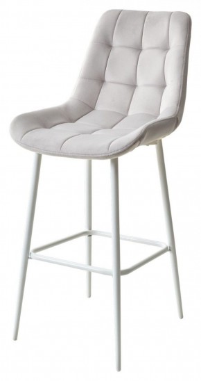 Барный стул ХОФМАН, цвет H-09 Светло-серый, велюр / белый каркас М-City в Нефтекамске - neftekamsk.ok-mebel.com | фото 1