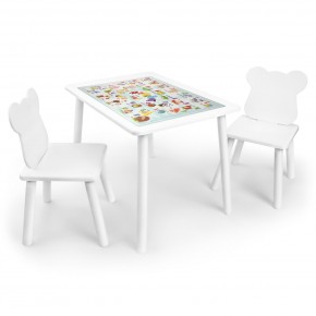 Детский комплект стол и два стула Мишка Rolti Baby с накладкой Алфавит (белая столешница/белое сиденье/белые ножки) в Нефтекамске - neftekamsk.ok-mebel.com | фото 1