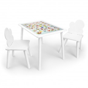 Детский комплект стол и два стула Облачко Rolti Baby с накладкой Алфавит (белая столешница/белое сиденье/белые ножки) в Нефтекамске - neftekamsk.ok-mebel.com | фото
