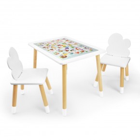 Детский комплект стол и два стула Облачко Rolti Baby с накладкой Алфавит (белая столешница/белое сиденье/береза ножки) в Нефтекамске - neftekamsk.ok-mebel.com | фото