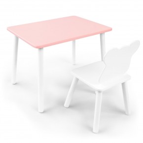 Детский комплект стол и стул «Мишка» Rolti Baby (розовый/белый, массив березы/мдф) в Нефтекамске - neftekamsk.ok-mebel.com | фото