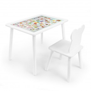 Детский комплект стол и стул Мишка Rolti Baby с накладкой Алфавит (белая столешница/белое сиденье/белые ножки) в Нефтекамске - neftekamsk.ok-mebel.com | фото 1