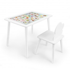 Детский комплект стол и стул Облачко Rolti Baby с накладкой Алфавит (белая столешница/белое сиденье/белые ножки) в Нефтекамске - neftekamsk.ok-mebel.com | фото