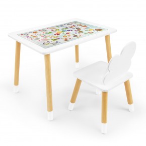 Детский комплект стол и стул Облачко Rolti Baby с накладкой Алфавит (белая столешница/белое сиденье/береза ножки) в Нефтекамске - neftekamsk.ok-mebel.com | фото 1