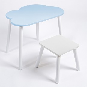 Детский комплект стол ОБЛАЧКО  и табурет Rolti Baby (голубая столешница/белое сиденье/белые ножки) в Нефтекамске - neftekamsk.ok-mebel.com | фото