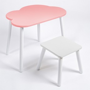 Детский комплект стол ОБЛАЧКО  и табурет Rolti Baby (розовая столешница/белое сиденье/белые ножки) в Нефтекамске - neftekamsk.ok-mebel.com | фото