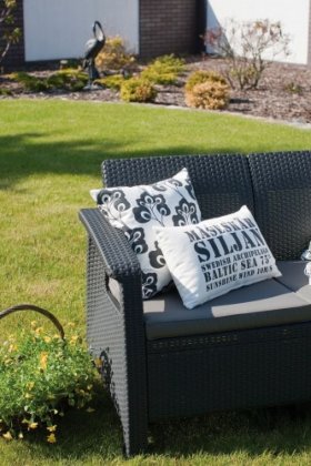 Диван пластиковый Корфу (Corfu love seat) графит в Нефтекамске - neftekamsk.ok-mebel.com | фото 3