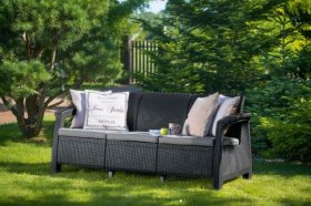 Диван пластиковый Корфу Макс (Corfu love seat max) графит в Нефтекамске - neftekamsk.ok-mebel.com | фото 2