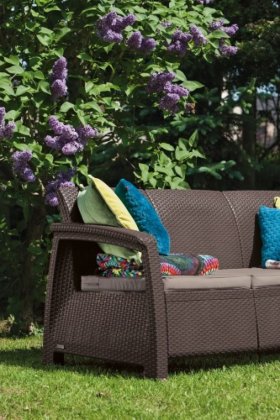 Диван пластиковый Корфу Макс (Corfu love seat max) коричневый в Нефтекамске - neftekamsk.ok-mebel.com | фото 2