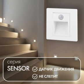 DK1020-WH Светильник встраиваемый в стену c датчиком движения, IP 20, LED 3000, 1 Вт, белый, пластик в Нефтекамске - neftekamsk.ok-mebel.com | фото 2