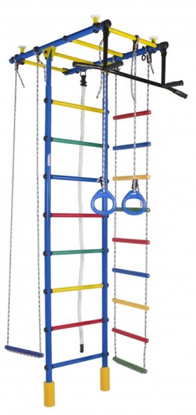 ДСК Атлант цв.синий радуга: турник, кольца, канат, трапеция, веревочная лестница в Нефтекамске - neftekamsk.ok-mebel.com | фото