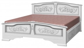 ЕЛЕНА Кровать из массива 1400 (Белый жемчуг) с 2-мя ящиками в Нефтекамске - neftekamsk.ok-mebel.com | фото