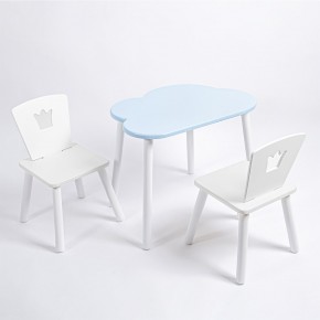 Комплект детский стол ОБЛАЧКО и два стула КОРОНА ROLTI Baby (голубая столешница/белое сиденье/белые ножки) в Нефтекамске - neftekamsk.ok-mebel.com | фото