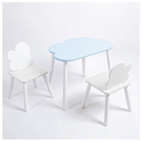 Комплект детский стол ОБЛАЧКО и два стула ОБЛАЧКО ROLTI Baby (голубая столешница/белое сиденье/белые ножки) в Нефтекамске - neftekamsk.ok-mebel.com | фото 1