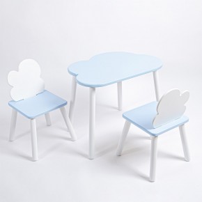 Комплект детский стол ОБЛАЧКО и два стула ОБЛАЧКО ROLTI Baby (голубая столешница/голубое сиденье/белые ножки) в Нефтекамске - neftekamsk.ok-mebel.com | фото