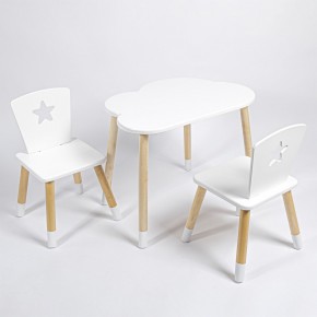 Комплект детский стол ОБЛАЧКО и два стула ЗВЕЗДА ROLTI Baby (белая столешница/белое сиденье/береза ножки) в Нефтекамске - neftekamsk.ok-mebel.com | фото