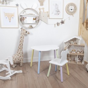 Комплект детский стол ОБЛАЧКО и стул МИШКА ROLTI Baby (белая столешница/белое сиденье/цветные ножки) в Нефтекамске - neftekamsk.ok-mebel.com | фото 2