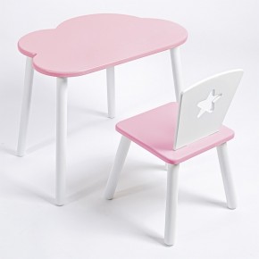 Комплект детский стол ОБЛАЧКО и стул ЗВЕЗДА ROLTI Baby (розовая столешница/розовое сиденье/белые ножки) в Нефтекамске - neftekamsk.ok-mebel.com | фото 1