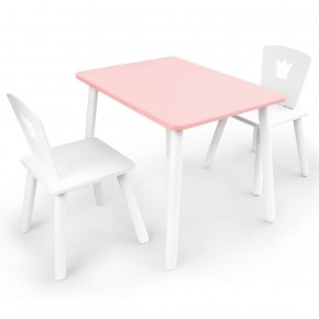 Комплект детской мебели стол и два стула Корона  (Розовый/Белый/Белый) в Нефтекамске - neftekamsk.ok-mebel.com | фото