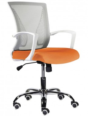 Кресло BRABIX "Wings MG-306", пластик белый, хром, сетка, серое/оранжевое, 532011 в Нефтекамске - neftekamsk.ok-mebel.com | фото