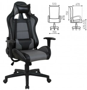 Кресло компьютерное BRABIX "GT Racer GM-100" (черное/серое) 531926 в Нефтекамске - neftekamsk.ok-mebel.com | фото 2