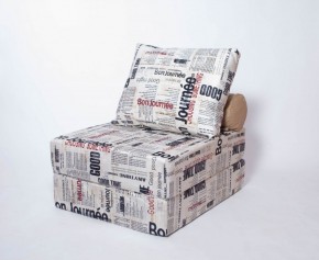 Кресло-кровать-пуф бескаркасное Прайм (Газета) в Нефтекамске - neftekamsk.ok-mebel.com | фото