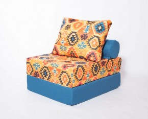 Кресло-кровать-пуф бескаркасное Прайм (мехико желтый-морская волна) в Нефтекамске - neftekamsk.ok-mebel.com | фото