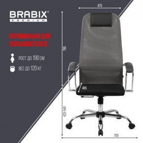 Кресло офисное BRABIX PREMIUM "Ultimate EX-800" хром, плотная двойная сетка Х2, черное/серое, 532912 в Нефтекамске - neftekamsk.ok-mebel.com | фото 3