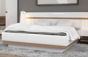 Кровать 140/TYP 91-01 с подъемником, LINATE ,цвет белый/сонома трюфель в Нефтекамске - neftekamsk.ok-mebel.com | фото