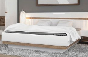 Кровать 160/TYP 92, LINATE ,цвет белый/сонома трюфель в Нефтекамске - neftekamsk.ok-mebel.com | фото 2