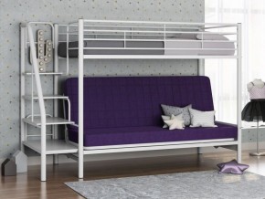 Кровать двухъярусная с диваном "Мадлен-3" (Белый/Фиолетовы) в Нефтекамске - neftekamsk.ok-mebel.com | фото