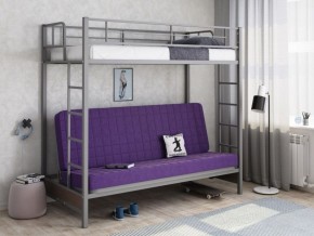 Кровать двухъярусная с диваном "Мадлен" (Серый/Фиолетовый) в Нефтекамске - neftekamsk.ok-mebel.com | фото
