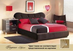 Кровать Феодосия 1400 со стразами в ткани "Конфетти латте" (бежевый) серия Норма (+основание на опорах) в Нефтекамске - neftekamsk.ok-mebel.com | фото