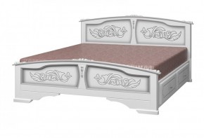 ЕЛЕНА Кровать из массива 1600 (Белый жемчуг) с 2-мя ящиками в Нефтекамске - neftekamsk.ok-mebel.com | фото