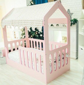 Кровать-домик без ящика 800*1600 (Розовый) в Нефтекамске - neftekamsk.ok-mebel.com | фото 1