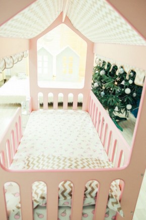 Кровать-домик без ящика 800*1600 (Розовый) в Нефтекамске - neftekamsk.ok-mebel.com | фото 3
