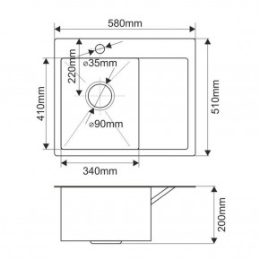 Мойка HD5851L MELANA ProfLine 3,0/200 САТИН врезная прямоугольная с коландером HD5851L в Нефтекамске - neftekamsk.ok-mebel.com | фото 2