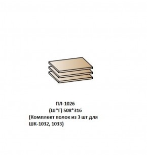 ПЛ-1026 (Комплект полок из 3 шт для ШК-1032, 1033) в Нефтекамске - neftekamsk.ok-mebel.com | фото