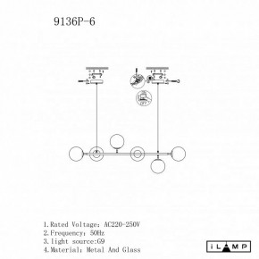 Подвесная люстра iLamp Golden 9136P/6 BK-WH в Нефтекамске - neftekamsk.ok-mebel.com | фото 3