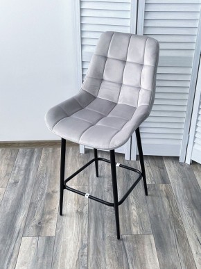 Полубарный стул ХОФМАН, цвет H-09 Светло-серый, велюр / черный каркас H=63cm М-City в Нефтекамске - neftekamsk.ok-mebel.com | фото 4