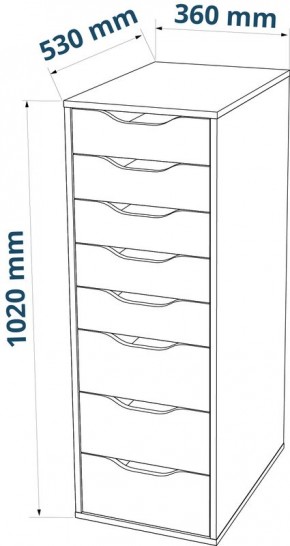 S01415 Ингар 8 комод 36x102x53, серо-бирюзовый в Нефтекамске - neftekamsk.ok-mebel.com | фото