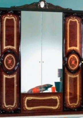 Шкаф 4-х дверный с зеркалами (01.144) Роза (могано) в Нефтекамске - neftekamsk.ok-mebel.com | фото