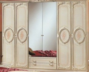 Шкаф 6-и дверный с зеркалами (01.146) Роза (беж) в Нефтекамске - neftekamsk.ok-mebel.com | фото
