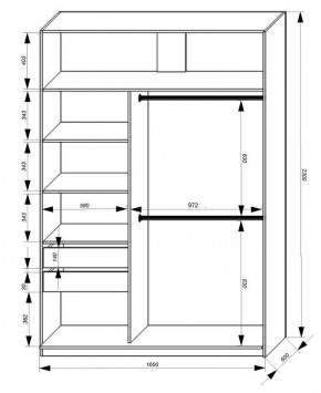 Шкаф-купе 1600 серии SOFT D8+D2+B2+PL4 (2 ящика+F обр.штанга) профиль «Графит» в Нефтекамске - neftekamsk.ok-mebel.com | фото 2