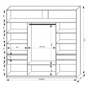 Шкаф-купе 2100 серии SOFT D2+D7+D3+B22+PL2 (по 2 ящика лев/прав+1штанга+1полка) профиль «Графит» в Нефтекамске - neftekamsk.ok-mebel.com | фото 3