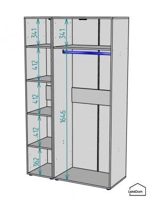 Шкаф Linnea MHR-3-1 2050х1200х510 (Графит-М 11.1.25) в Нефтекамске - neftekamsk.ok-mebel.com | фото 3