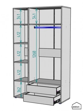 Шкаф Linnea MHR-3PO-2 2050х1200х510 (Белый-М 11.1.1) в Нефтекамске - neftekamsk.ok-mebel.com | фото 3