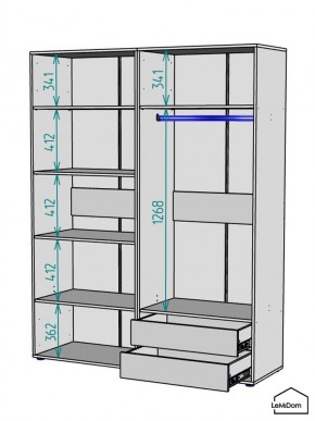 Шкаф Linnea MHR-4-2 2050х1600х510 (ДВ-М 11.1.25) в Нефтекамске - neftekamsk.ok-mebel.com | фото 3