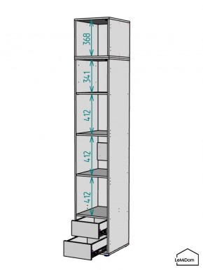 Шкаф с антресолью Linnea MHR-1A-4 2450х400х510 (Графит-М 11.1.25) в Нефтекамске - neftekamsk.ok-mebel.com | фото 3