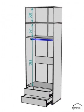 Шкаф с антресолью Linnea MHR-2A-3 2450х800х510 (Графит-М 11.1.25) в Нефтекамске - neftekamsk.ok-mebel.com | фото 3